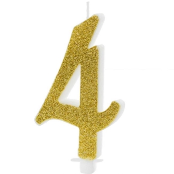 Number Candle Modern - 4 - Gold